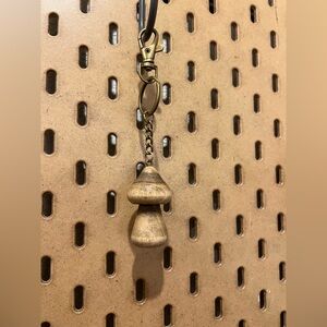 Homemade Wooden Mushroom Keychain